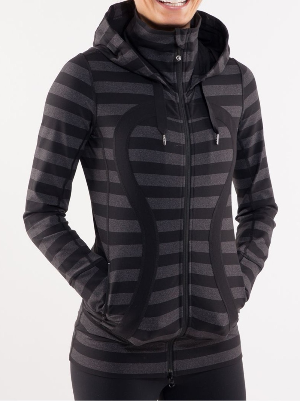 Lululemon Stride Jacket Size 6 Black Micro Macro Stripe Athleisure Casual.    L2
